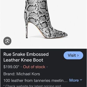 MK Rue Snake Embossed Leather knee Boot